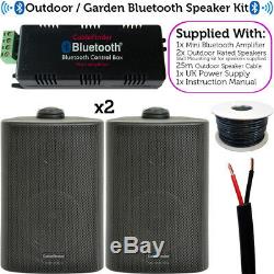 Garden Party / Bbq Outdoor Speaker Kitamplificateur Stéréo Sans Fil Mini Et 2 Haut-parleurs Noirs