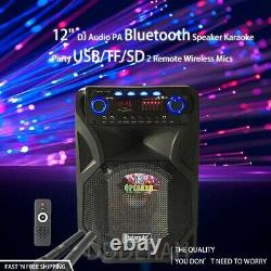 Haut-parleur Bluetooth 12 Pa Karaoke Disco Dj Audio Usb/tf/sd 2 Mics Sans Fil À Distance
