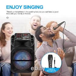 Haut-parleur Bluetooth Portable 15 Pouces Basse Lourde Stereo Party Speaker Fm Aux Light