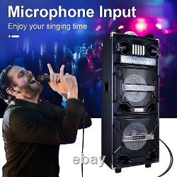 Haut-parleur Bluetooth Sans Fil 1000w Avec Double 10 Sous-loueurs Hifi Karaoke Dj Lights