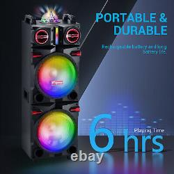 Haut-parleur Bluetooth rechargeable à double 10 pouces et 9000W pour fête FM Karaoké DJ AUX