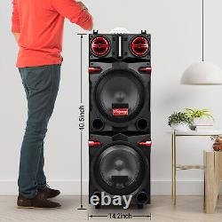 Haut-parleur Bluetooth rechargeable à double 10 pouces et 9000W pour fête FM Karaoké DJ AUX