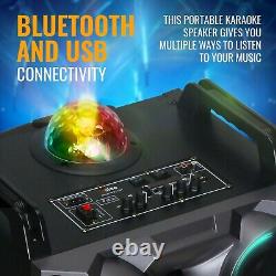 Haut-parleur De Karaoké Bluetooth Rechargeable 7000w Avec Lumières Disco Et Radio Fm