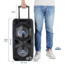 Haut-parleur sans fil Bluetooth double 10 Woofer Party FM Karaoké DJ AUX avec micro et télécommande