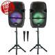 Haut-parleur Sans Fil Qfx Twin Bluetooth Stereo Bundle Stands 8 Deux Microphones