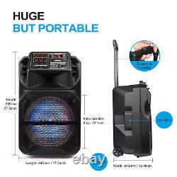 Haut-parleur stéréo sans fil Bluetooth 15 Trolley Loud BT/FM/AUX pour fête et karaoké.