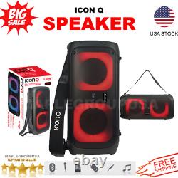 Icon Q Haut-parleur Bluetooth Sans Fil Portable Stereo Basse Usb Led Fm Aux Iq-2065