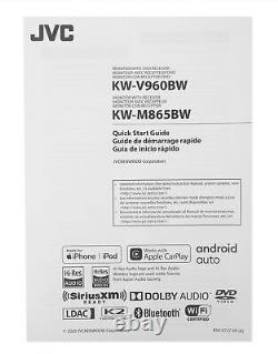 JVC KW-V960BW Récepteur CD à double DIN 6,8' avec Bluetooth sans fil, CarPlay et Android Auto.