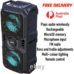 Jvc Portable Bluetooth Party Speaker Usb Microsd Aux Remote Fm Radio
