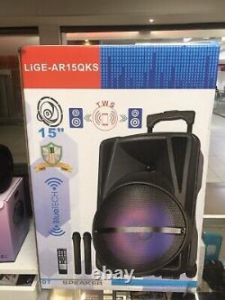 Karaoke Machine Inc Dj Light Bluetooth 2 Microphones Sans Fil Avec Télécommande