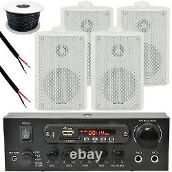 Kit Haut-parleur Bluetooth Extérieur 4x White Karaoke/stereo Amp Garden Bbq Parties
