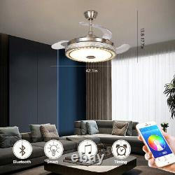 Led Smart Ceiling Ventilateur De Lumière Télécommande Dimmable Bluetooth Sans Fil