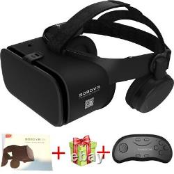 Lunettes VR sans fil, écouteurs Bluetooth, lunettes de réalité virtuelle avec télécommande et carte 3D CardBoard
