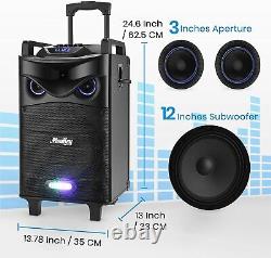 Moukey Bluetooth Haut-parleur De Machine Karaoke Sans Fil Avec Microphone Dj Lights