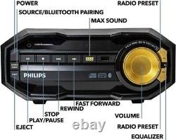 Philips Fx10 Bluetooth Stereo System W\ Lecteur Cd, Mp3, Usb, Fm Radio W\ Remote