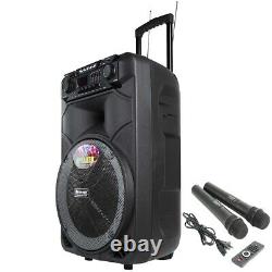 Portable 12/15 Bluetooth Pa Speaker System Remote Dj Speaker Wireless 2 MIC Us