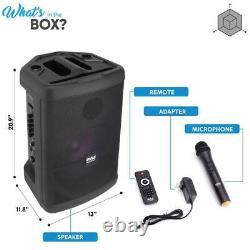 Pyle Dual 8'' Sans Fil Portable Karaoke Pa Haut-parleur Batterie Rechargeable Avec Lumières