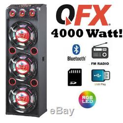 Qfx 3 12 Pa Speaker System 4000w Bluetooth Lecteur Sd Usb Fm À Distance Eq