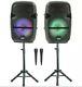 Qfx Twin 8-in Bluetooth Wireless Speaker Bundle/mics/stands/remotes/open Box
