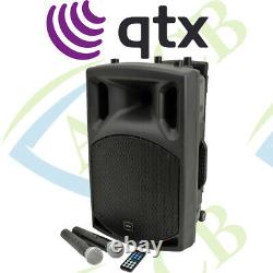 Qtx Qx12pa Bluetooth Portable Pa System Avec 2 Micros Sans Fil Sd Usb Fm Remote