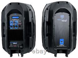 Rockville Rpg122k Haut-parleurs Dual 12 Powered, Bluetooth+mic+speaker Stands+cables