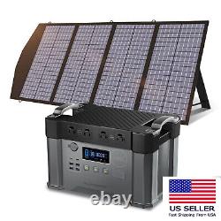 Station d'alimentation portable de 2000W avec panneau solaire 18V140W pour batterie mobile en extérieur