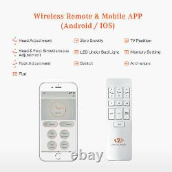 Sweetnight Ajustable Bed Frame Base Bluetooth Usb Ports Wireless Remote Avec Led