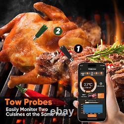 Thermomètre à viande sans fil 2 sondes de viande Bluetooth Dinde Agneau 400 pieds Boeuf à distance