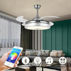 Utilisé 42crystal Led Chandelier Ventilateur De Plafond Invisible Bluetooth Sans Fil Avec Distance