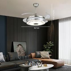 Ventilateur De Plafond Acrylique 42 Sans Fil Bluetooth Remote Bedroom Chandelier Led