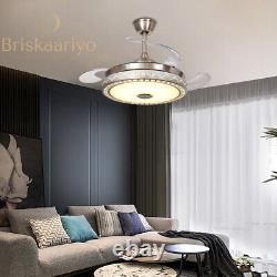 Ventilateur de plafond 42 pouces avec lumière LED, haut-parleur Bluetooth rétractable avec télécommande