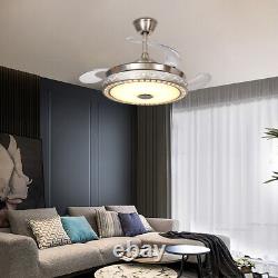 Ventilateur de plafond rétractable avec lumière LED et haut-parleur Bluetooth 7 couleurs changeantes USA