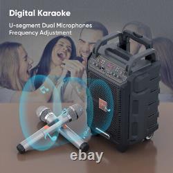 Vidvie Trolley Haut-parleur Bluetooth Sans Fil Sp916 Black Karaoke 2 Microphone